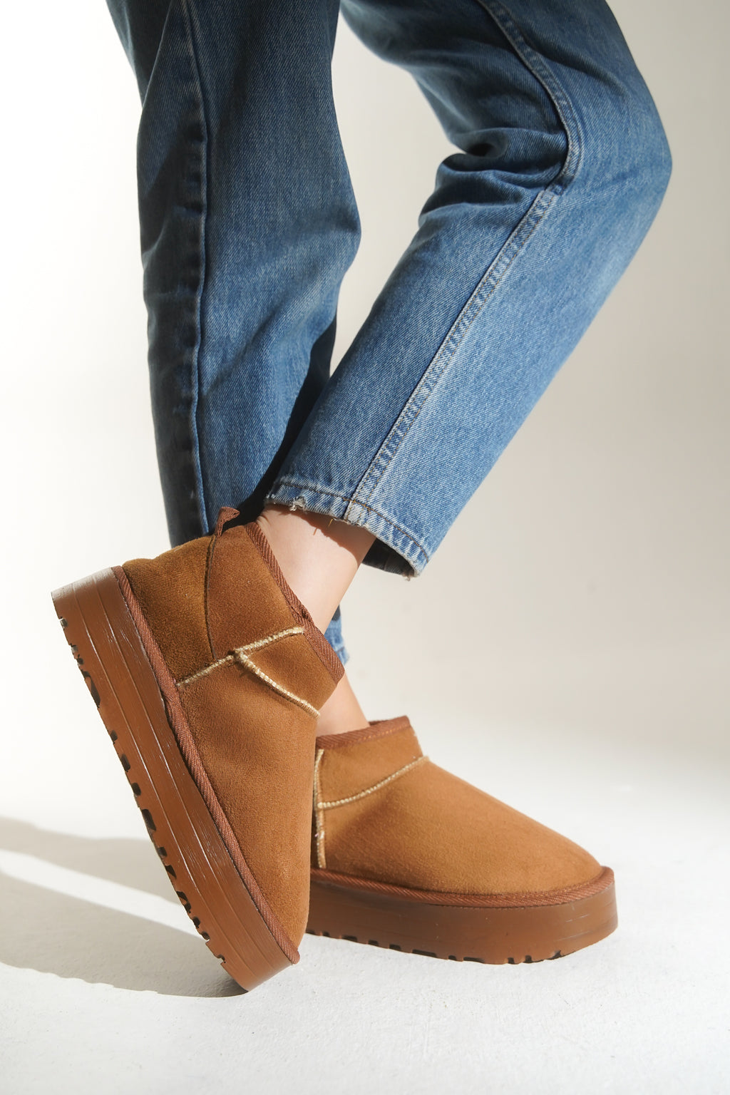 Taba Kadın Tüylü Bot Kışlık Yumuşak Rahat Slip On Yarım Bot