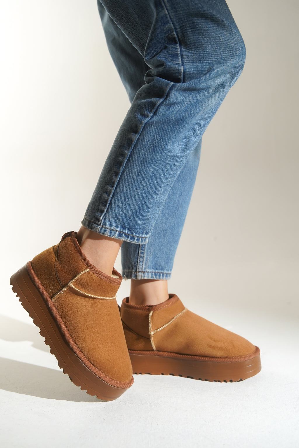 Taba Kadın Tüylü Bot Kışlık Yumuşak Rahat Slip On Yarım Bot