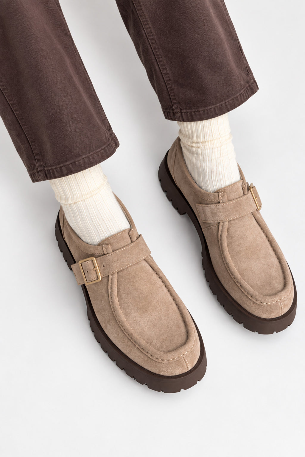 Vizon Süet Ayakkabı Loafer Makosen Casual Ergonomik Rahat Yumuşak Taban Maskulen Ayakkabı Kemerli Mokasen