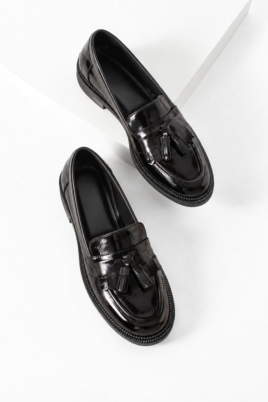 Siyah Rugan Kadın Günlük Rahat Ergonomik Mary Jane Ayakkabı Casual Günlük Mokasen Loafer Ofis, Kampüs Tarz Lofer