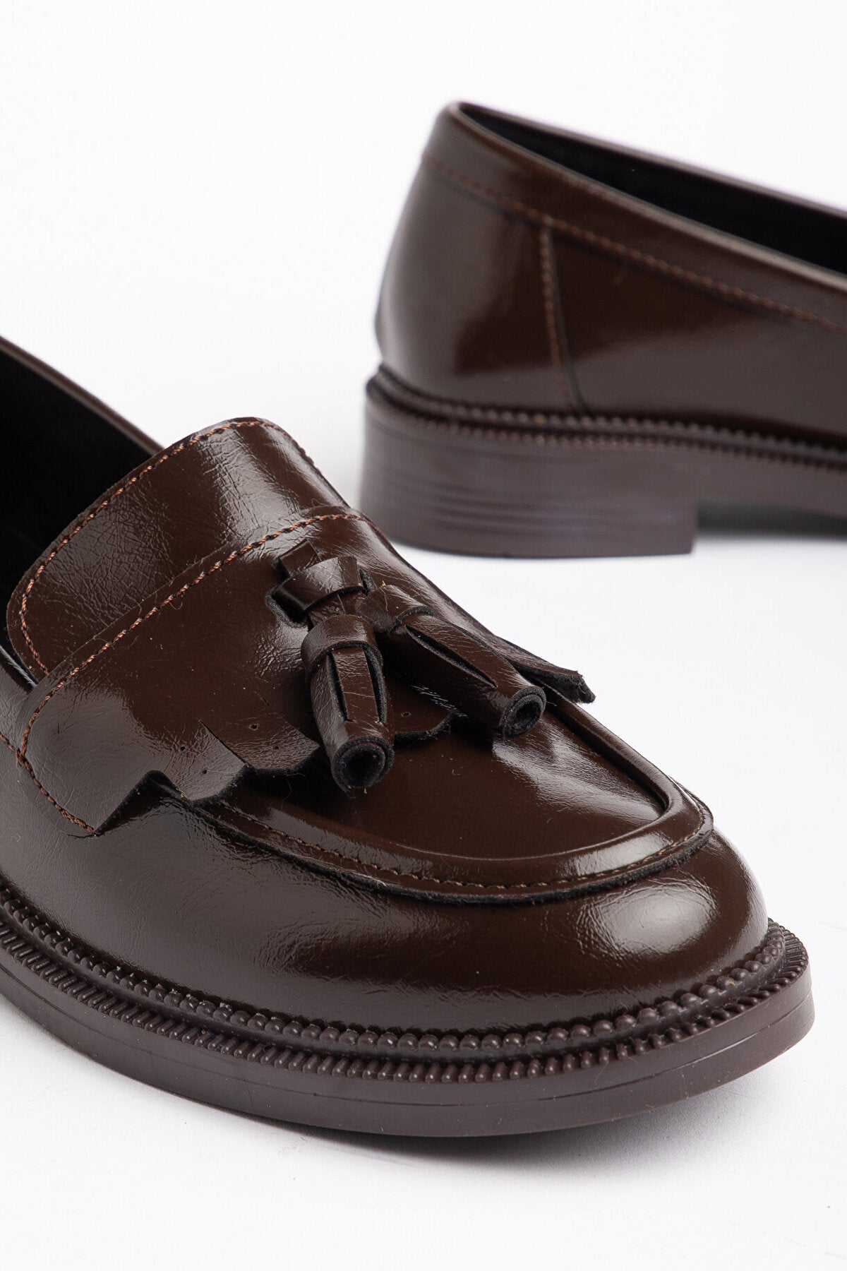 Kahverengi Rugan Kadın Günlük Rahat Ergonomik Mary Jane Ayakkabı Rahat Mokasen Kampüs,Ofis, Okul,Kolej Loafer