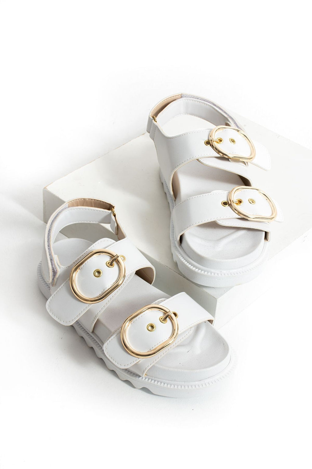 Siyah Kadın Çift Tokalı Rahat Anatomik Comfort Ergonomik Flatform Sandalet