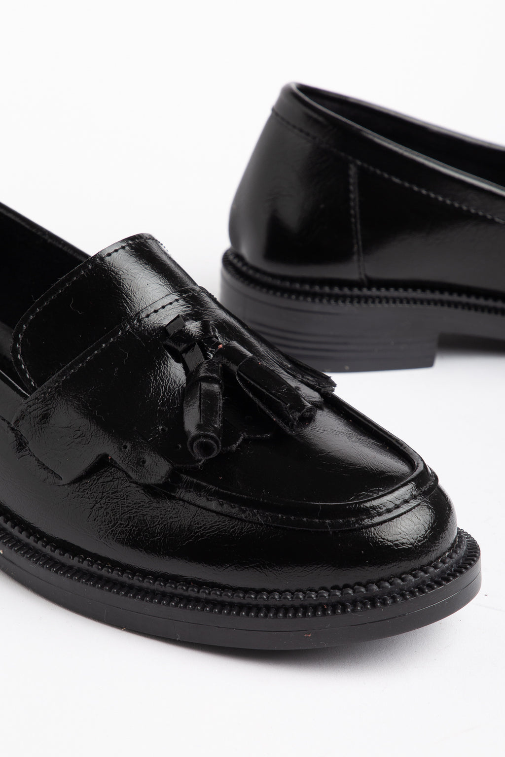Siyah Rugan Kadın Günlük Rahat Ergonomik Mary Jane Ayakkabı Casual Günlük Mokasen Loafer Ofis, Kampüs Tarz Lofer