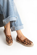 Taba Leopar Kadın Hasır Taban Espadril Rahat ve Ergonomik Ayakkabı
