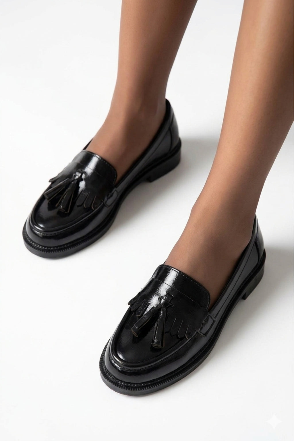 Siyah Rugan Kadın Günlük Rahat Ergonomik Mary Jane Ayakkabı Casual Günlük Mokasen Loafer Ofis, Kampüs Tarz Lofer
