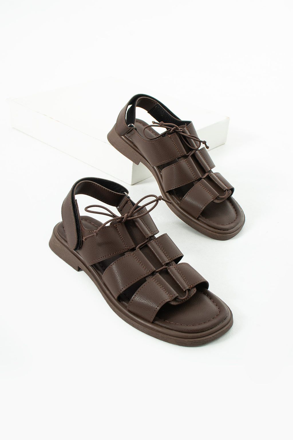 Kahverengi Kadın Sandalet İpli Bodrum Tarz Sandalet Ergonomik Rahat Stil