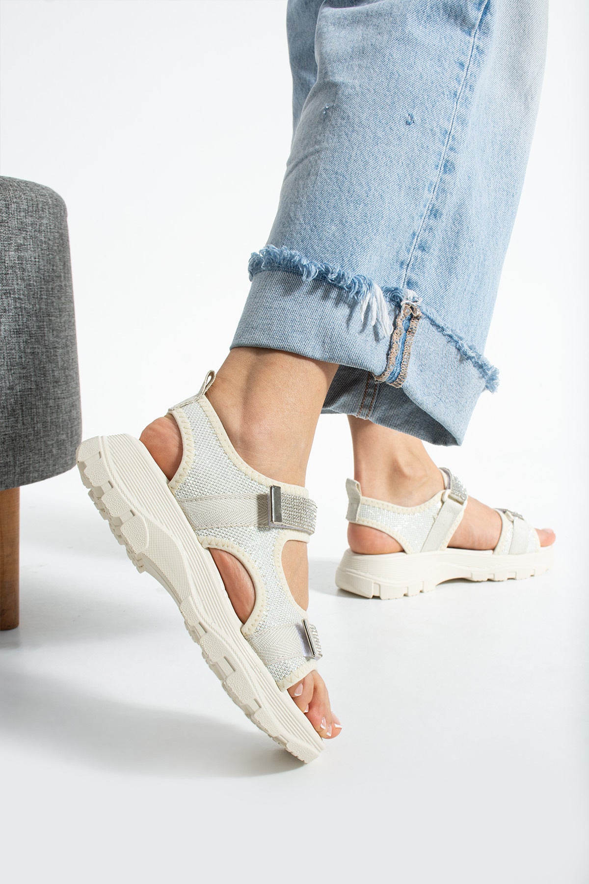 Bej Kadın Rahat Anatomik Comfort Ergonomik Sandalet Outdoor Sandalet Ergonomik Yumuşak Taban