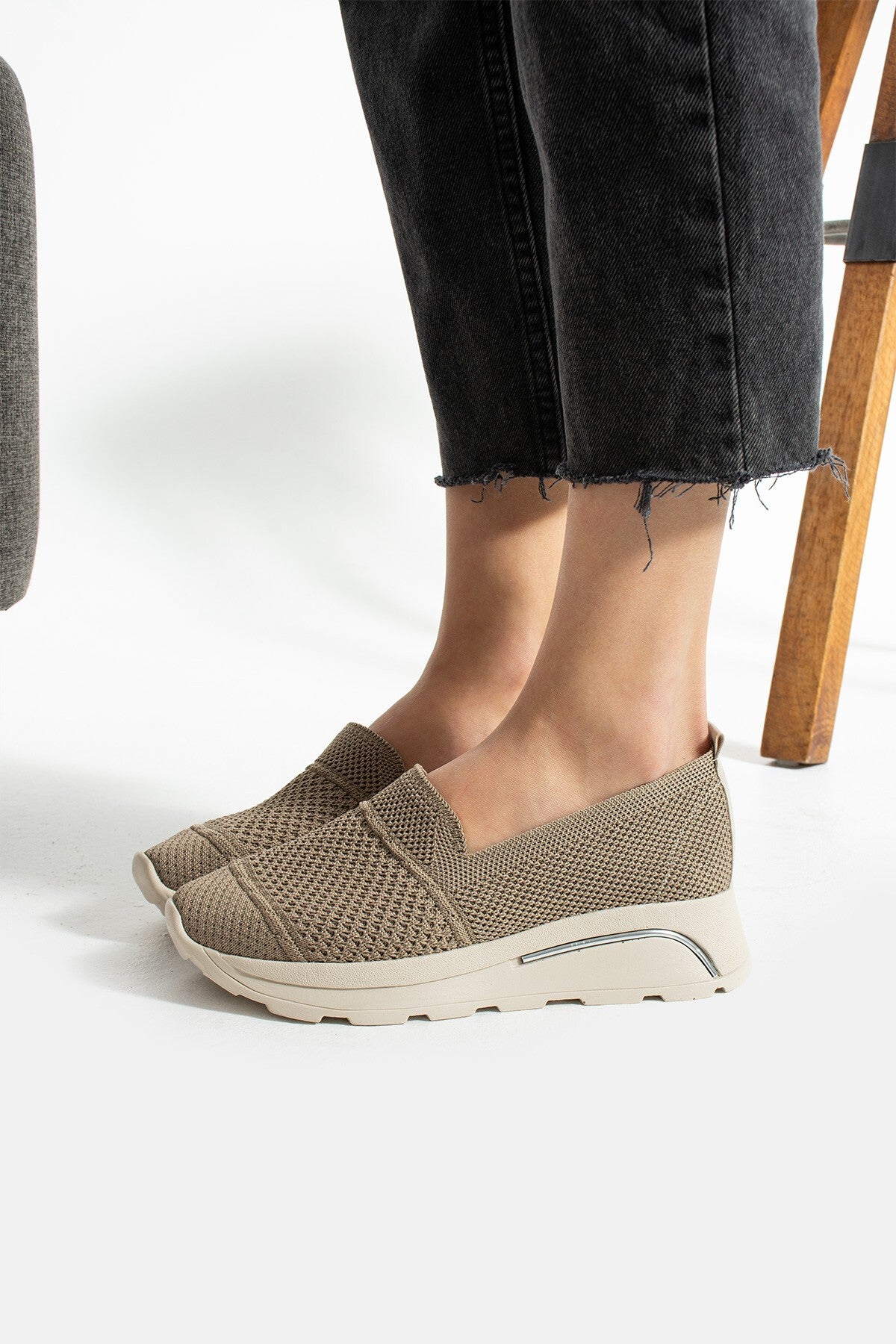 Vizon Triko Rahat Spor Ayakkabı Comfort Yumuşak Tabanlı Snekaer