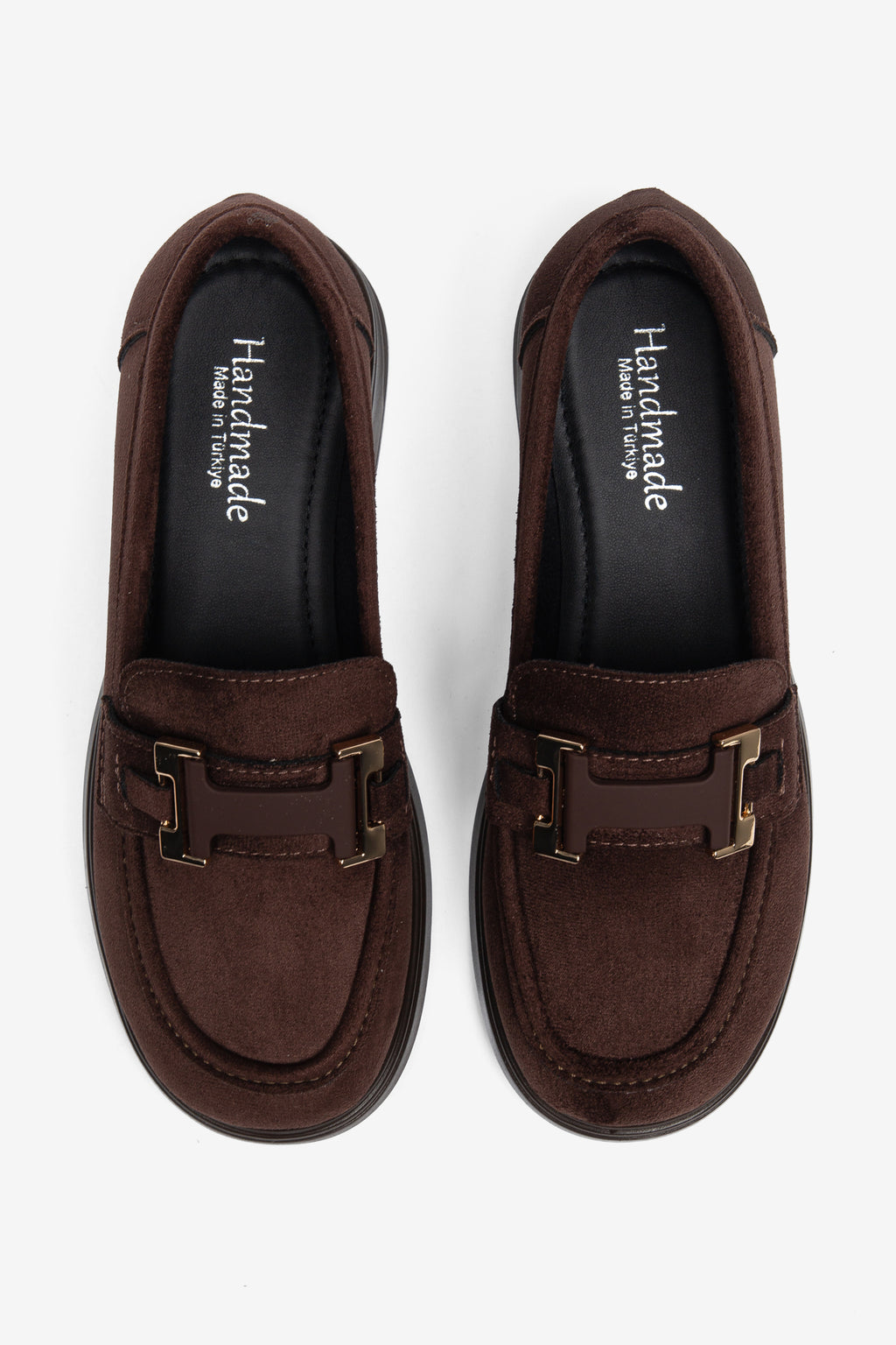 El Yapımı Kahverengi Süet Kadın Loafer - Klasik Tokalı Günlük Ayakkabı