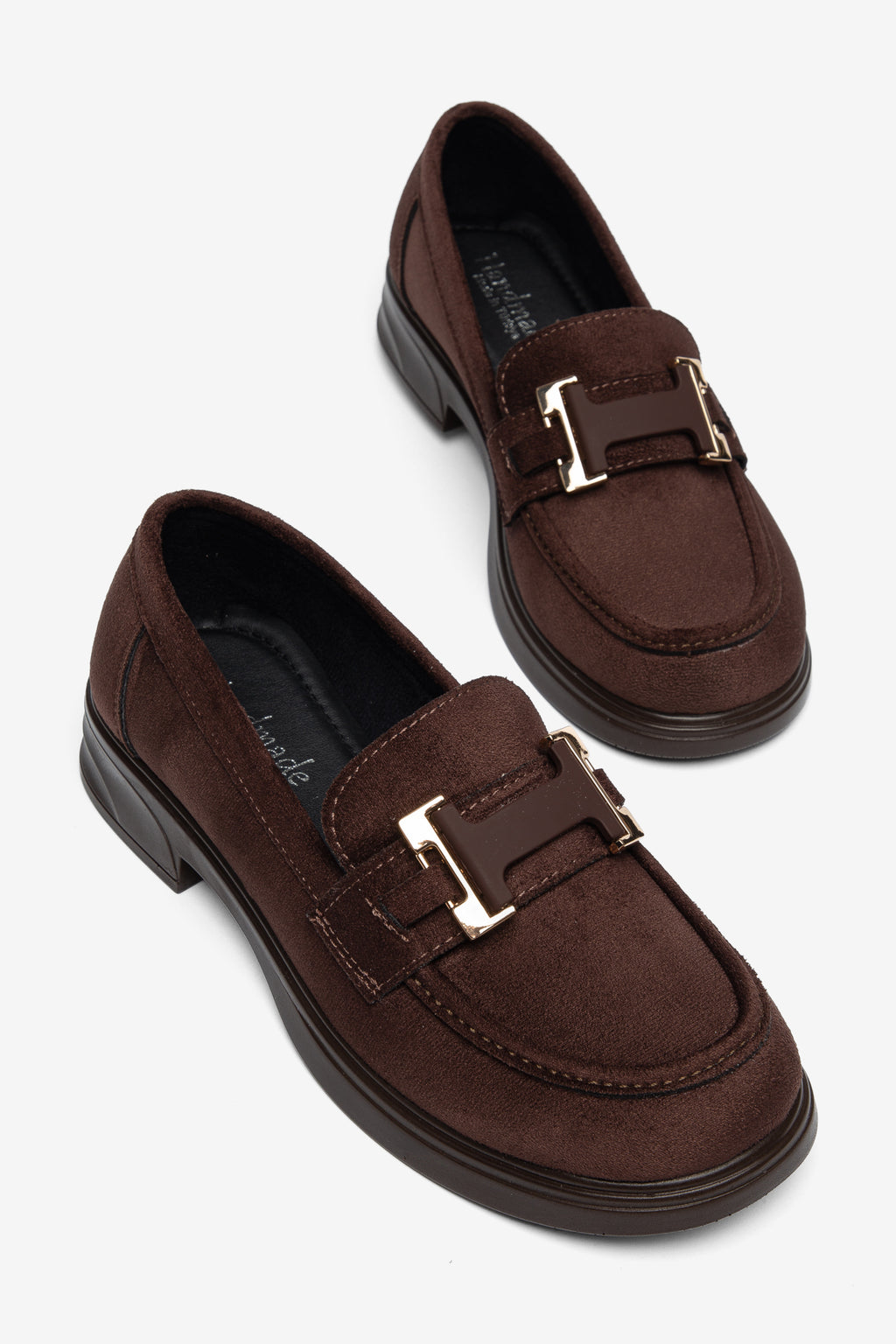 El Yapımı Kahverengi Süet Kadın Loafer - Klasik Tokalı Günlük Ayakkabı