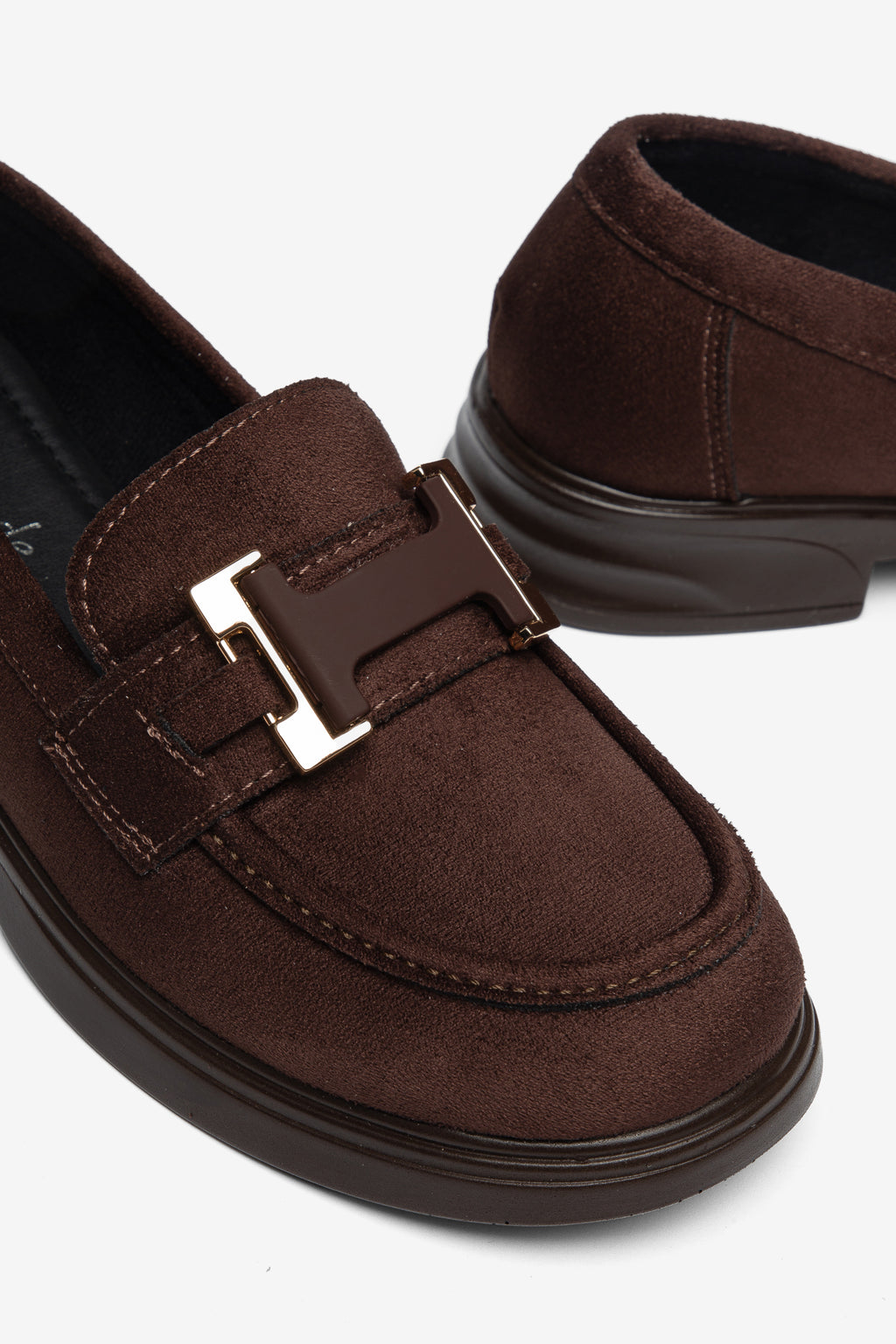 El Yapımı Kahverengi Süet Kadın Loafer - Klasik Tokalı Günlük Ayakkabı